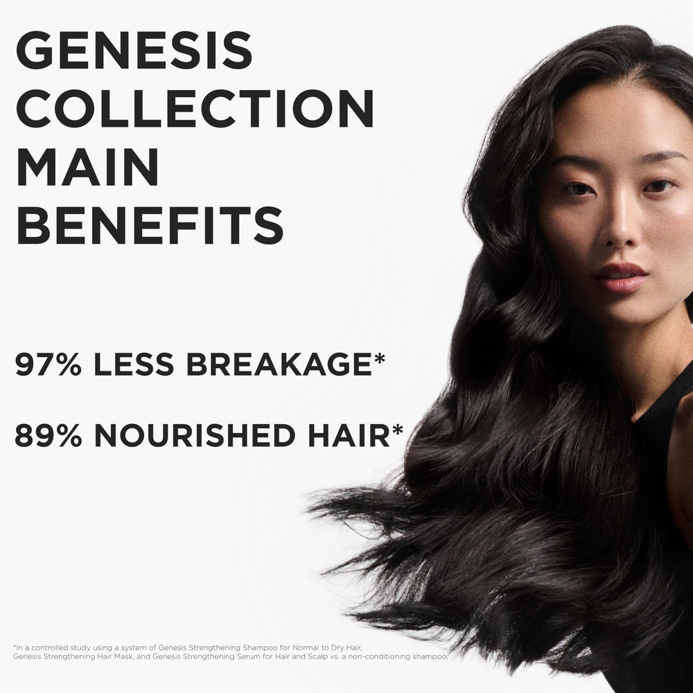 Kerastase Genesis Renforcateur shiny finish on hair looks healthier.