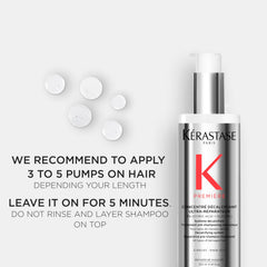 Kerastase Premiere Pre-Shampoo texture close-up shows creamy formula.