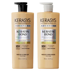 Kerasys Advanced Keratin Bond Shampoo pour smooths damaged hair and adds manageability.