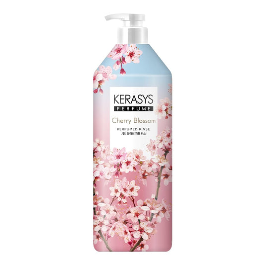 Kerasys Cherry Blossom Perfumed Conditioner bottle with long-lasting fragrance for daily hair care.