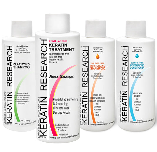 KERATIN RESEARCH packaging highlights paraben-free and formaldehyde-free formula for informed shoppers.