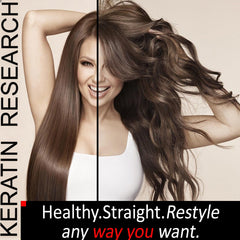 Professional-grade results at home with Keratin Research for salon-like shine.