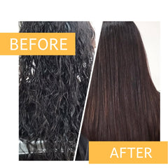 Kerazon smoothing before-after image shows frizz control