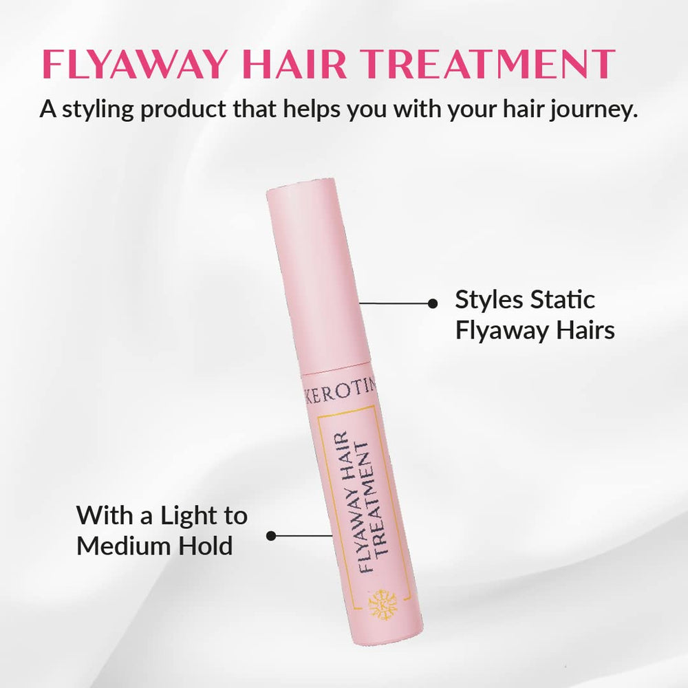 Kerotin Flyaway application on hair to smooth baby hairs.