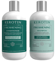 K Kerotin hair growth shampoo bottle demonstrating growth-supporting formula for thicker-looking hair