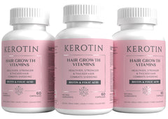 Kerotin Hair Growth Supplement bottle with capsules for daily hair support