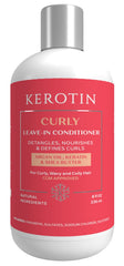 Kerotin Leave-in Conditioner bottle closeup highlighting smooth, frizz-taming formula.