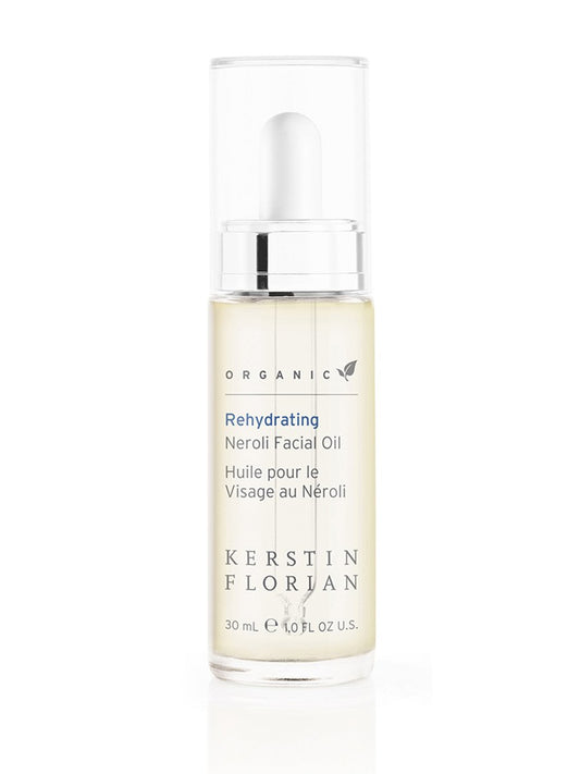 Kerstin Florian Neroli facial oil bottle with pump delivering hydration and radiance.