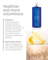 Hands applying Kerstin Florian Reviving Conditioner to damp hair ends.