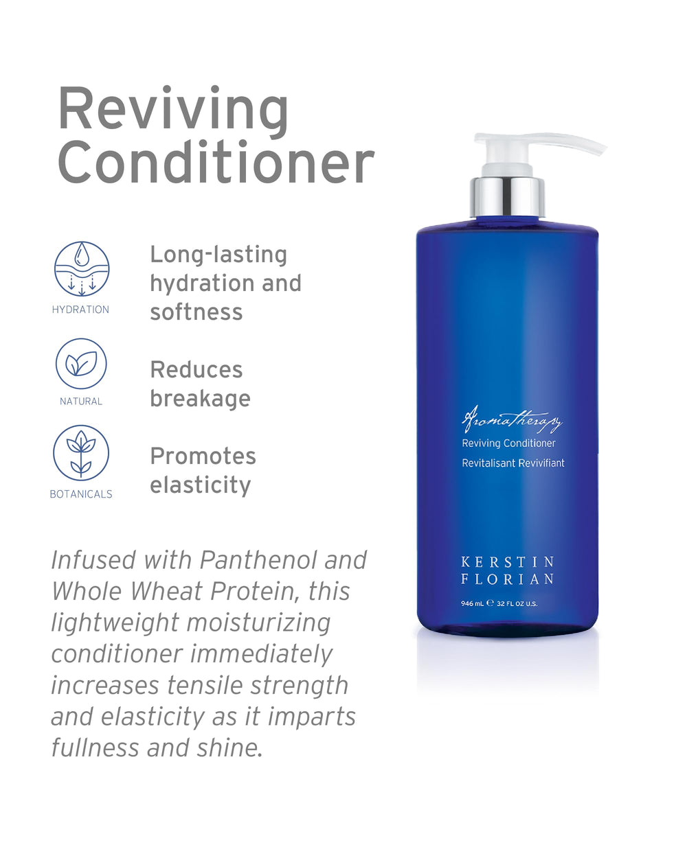 Pump-top bottle of Kerstin Florian Reviving Conditioner for easy daily use.