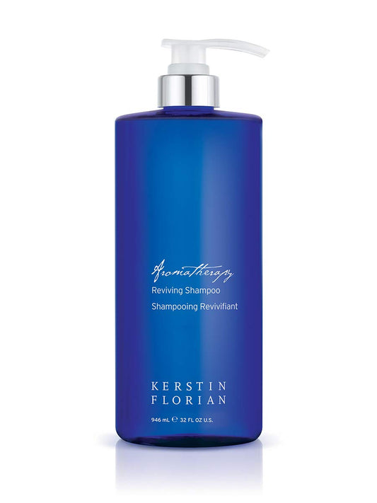 Kerstin Florian Reviving Shampoo bottle pouring, delivering hydrating shine