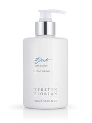 Kerstin Florian Satin Lotion bottle on a bathroom shelf, ready for daily hydration.
