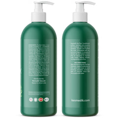 KESMEDIK Tea Tree Oil Conditioner on hair during comb-out showing shine and control.
