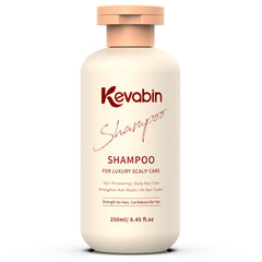 Kevabin Hair Growth Shampoo bottle poured for daily cleansing.