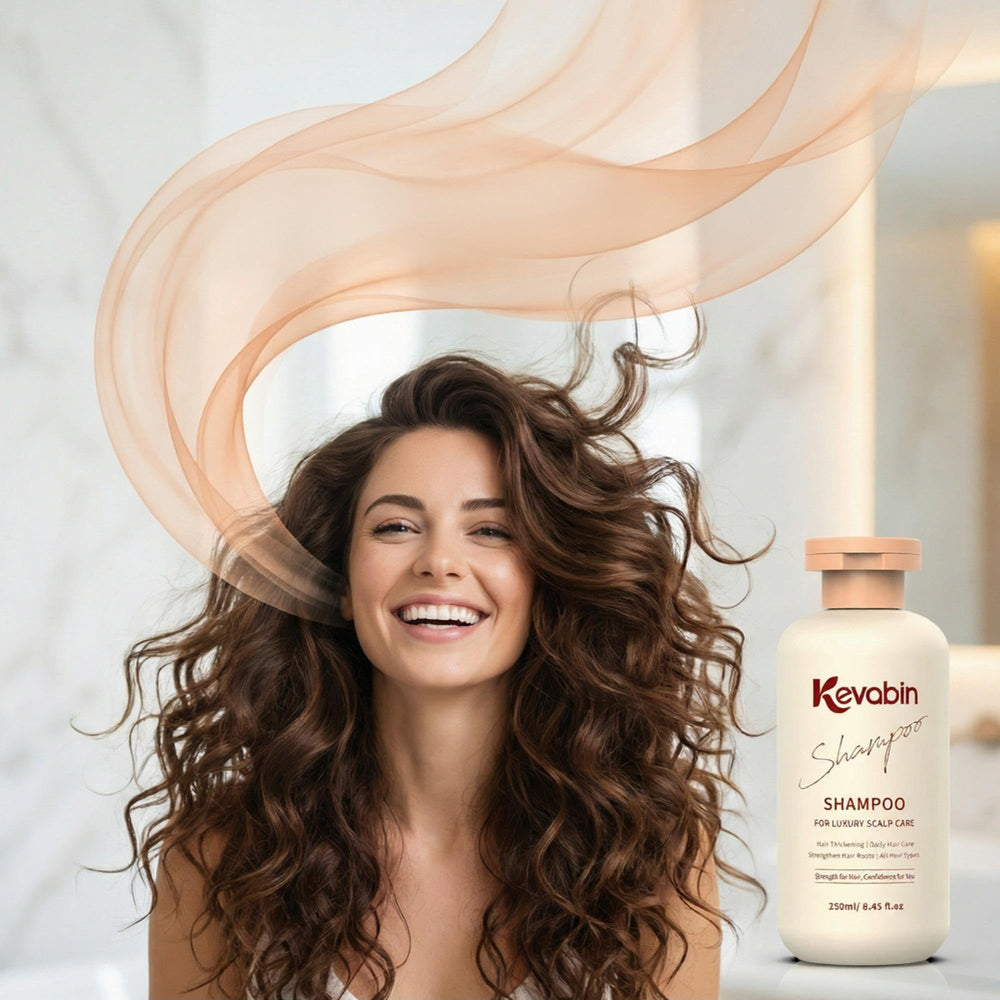 Kevabin shampoo on a bathroom shelf, a thoughtful gift idea.