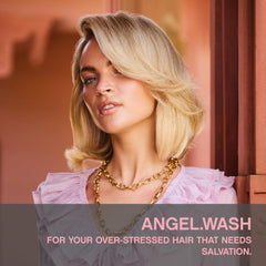 Kevin.Murphy Angel.Wash bottle side label highlights sulfate-free and paraben-free formula.