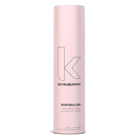 KEVIN.MURPHY BODY.BUILDER bottle close-up showing weightless volumising mousse for all hair types