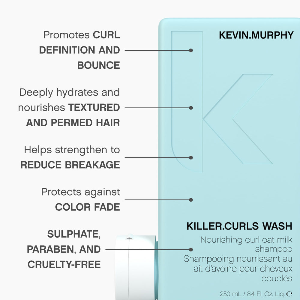 Kevin Murphy Killer.Curls Wash curly hair image shows defined bouncy curls after wash