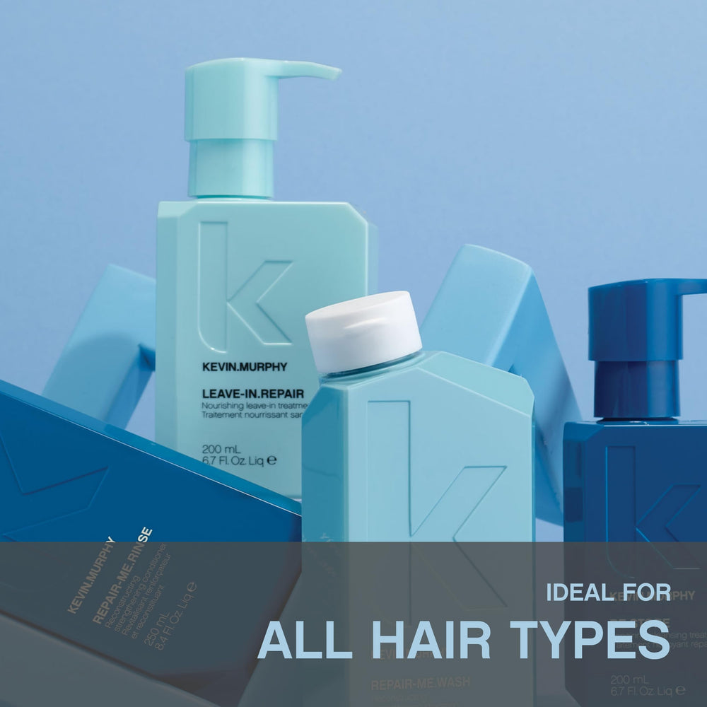 Heat protection up to 200F shown during styling session with Leave-In.Repair