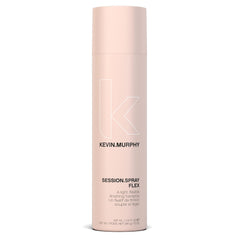 KEVIN.MURPHY SESSION.SPRAY FLEX bottle shows a lightweight hold for all hair types.