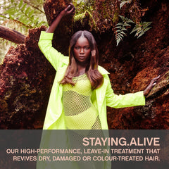 Staying.Alive leave-in mist delivering frizz control on colour-treated hair