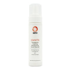 Keys Island Rx bottle with pump delivering a gentle cleanse for sensitive skin.
