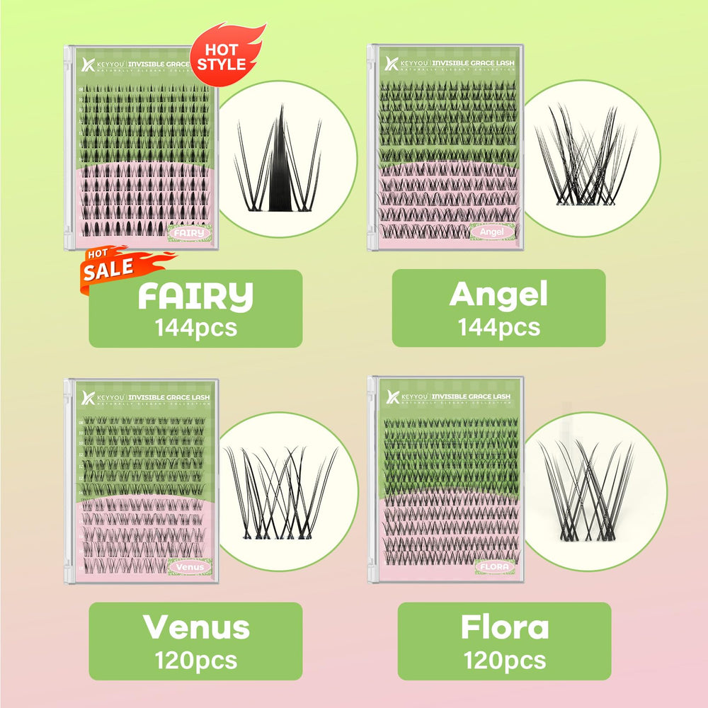 KEYYOU 144-cluster pack shown for long-lasting beauty at home