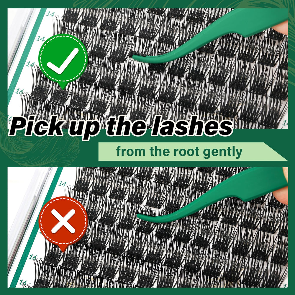 KEYYOU all-day comfort lash clusters with a thin band for secure fit.
