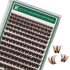 KEYYOU brown lash clusters tray with 144 pieces for DIY style