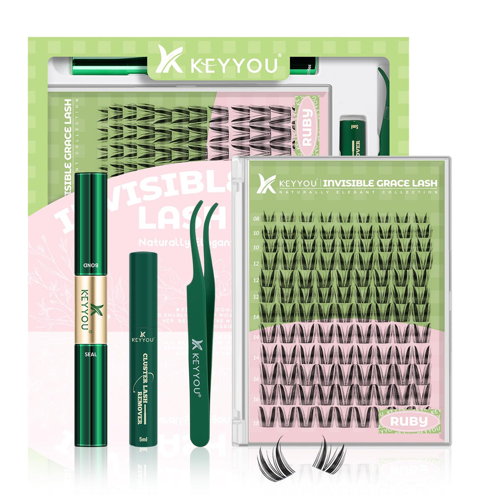 KEYYOU Bunny Lash Clusters Kit with D Curl 108Pcs for dramatic manga lash look