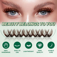 KEYYOU D Curl brown clusters blend naturally with lashes