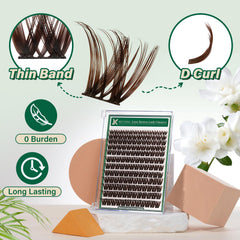 KEYYOU easy-remove brown cluster lashes suitable for home use