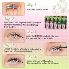 KEYYOU Fairy Brown Lash Clusters Kit wispy look delivers soft natural drama