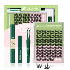 KEYYOU Fairy Chispa lash clusters kit with D curl 120pcs for natural, wispy lashes.