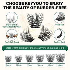 KEYYOU high-quality fiber clusters offer a natural look with gentle eye feel.