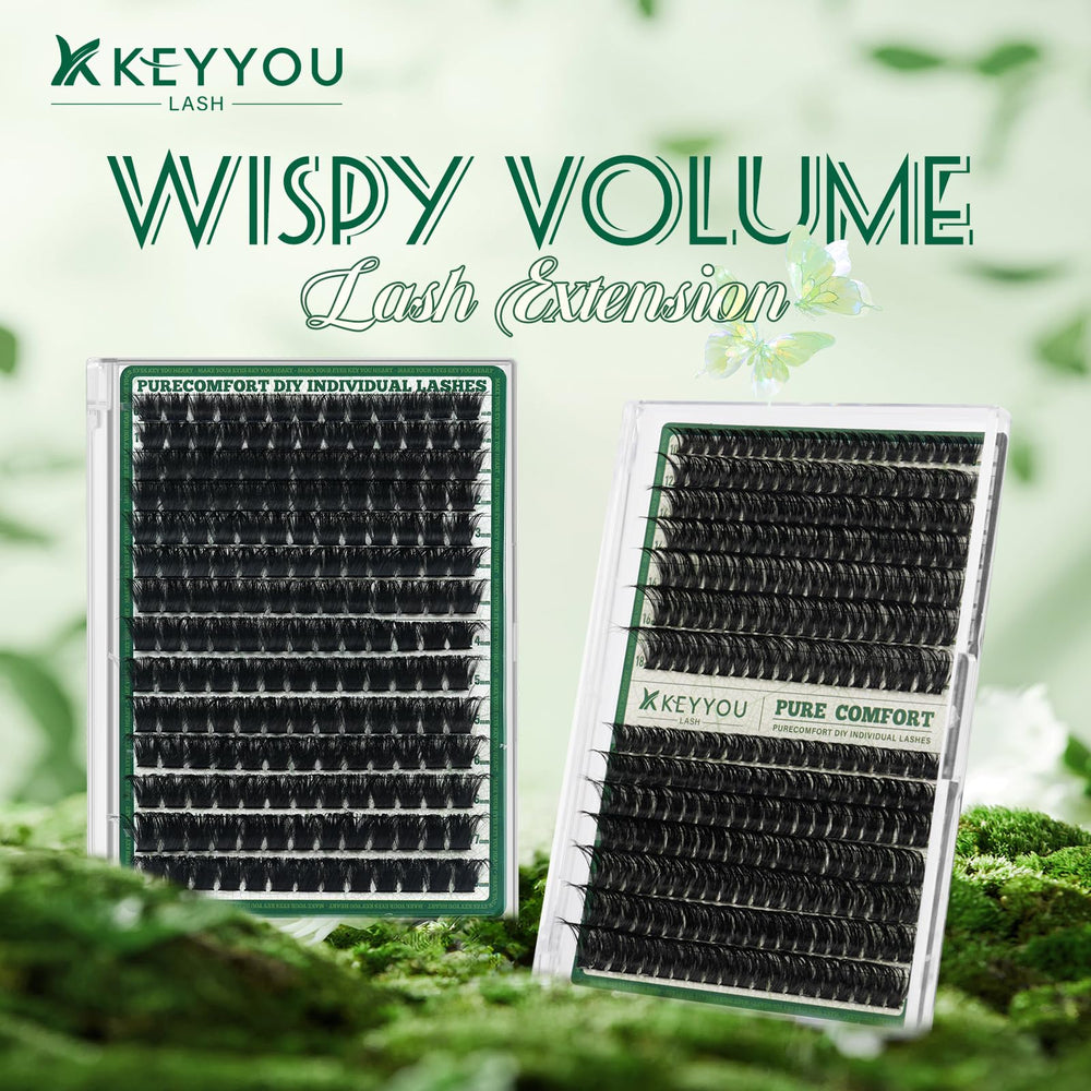 KEYYOU 182pcs box highlights nine lengths for versatile eye shaping.