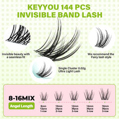 KEYYOU invisible-band lashes ready for easy DIY lash application