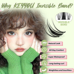 KEYYOU invisible band lashes blend smoothly with natural lashes.