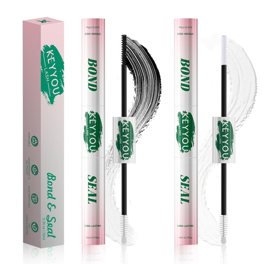 KEYYOU LASH Black & White glue set packaging shows professional cluster hold