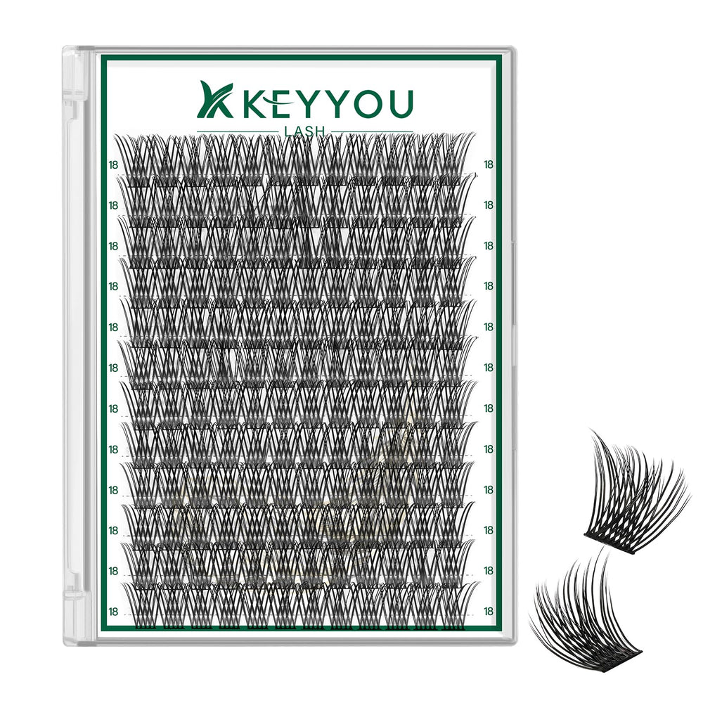 KEYYOU lash clusters in packaging show feather-light comfort for daily wear.
