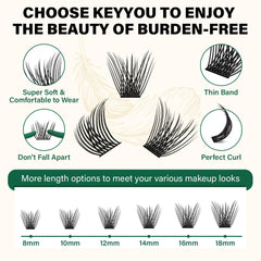 KEYYOU Lash Clusters application view demonstrates easy at-home DIY styling.