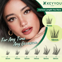 KEYYOU LASH Manga lashes 8-18mm CCurl demonstrate subtle to dramatic volume