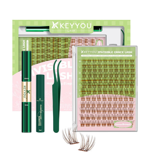 KEYYOU Venus Brown lash clusters front view for a natural look