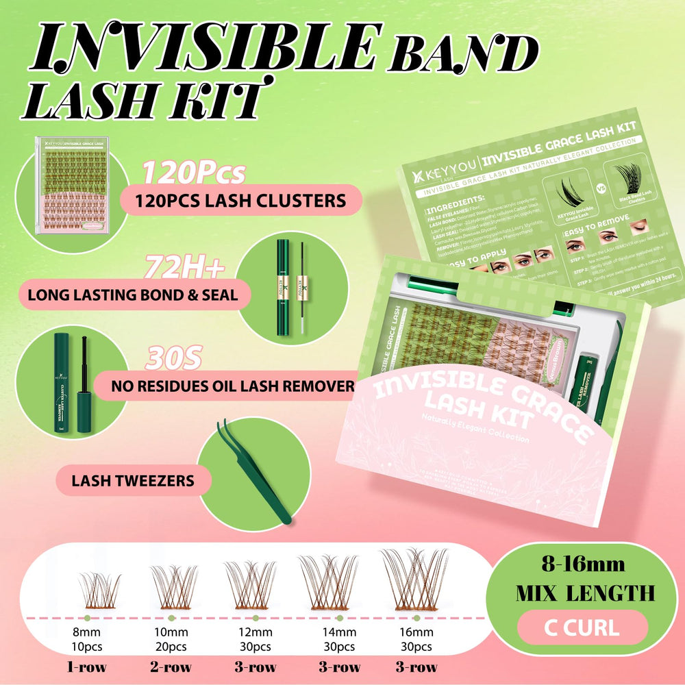 KEYYOU Venus Brown lash kit packaging shows value and complete at-home toolkit