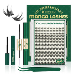 Keyyou Lash manga lash clusters kit on display for DIY lash extensions.