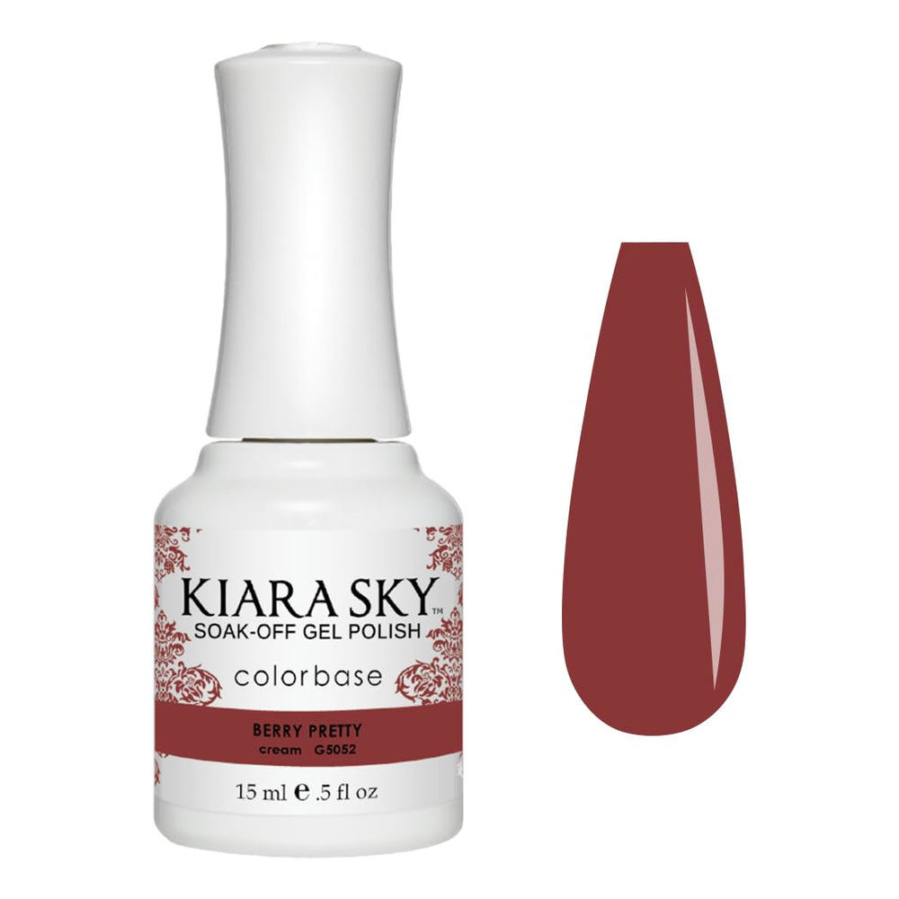 Kiara Sky Berry Pretty bottle showcases rich burgundy shade for premium manicure inspiration