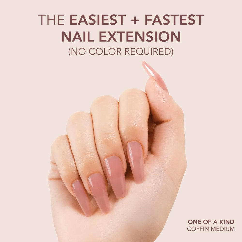 Kiara Sky Coffin Medium Cover Gelly Tips blend with nail bed for natural base