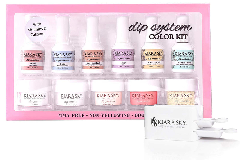 Kiara Sky Color Dip System Starter Kit cover showcases a complete setup for easy at-home manicures.