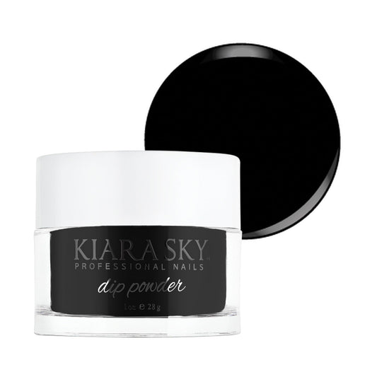 Kiara Sky Dip Powder Black to Black 1oz bottle with rich color.