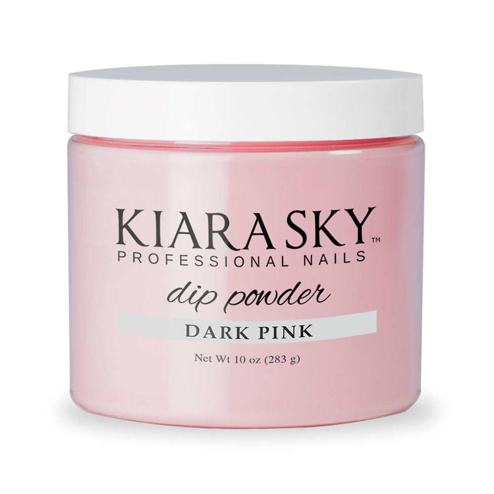 Kiara Sky Dip Powder Essentials 10oz refill bottle; dark pink powder for quick, precise refills.